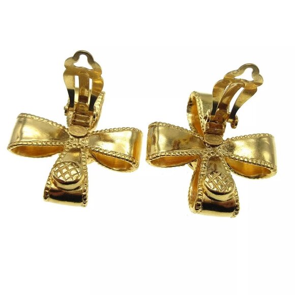 Chanel Cross Earrings Clip-On Gold - Picture 3 of 5